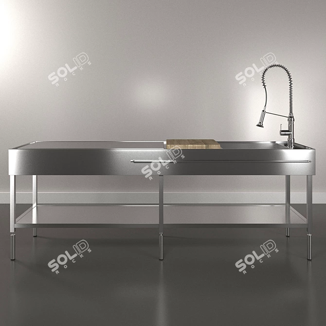 Stainless Steel Industrial Kitchen 3D model image 1