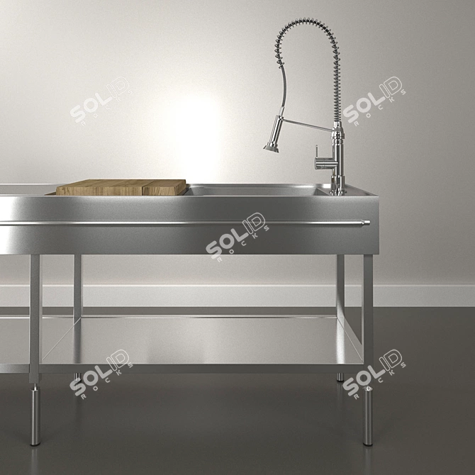 Stainless Steel Industrial Kitchen 3D model image 2