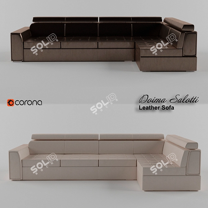 Elegant Leather Sofa: Timeless Comfort 3D model image 1