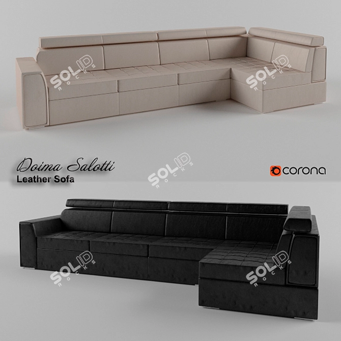 Elegant Leather Sofa: Timeless Comfort 3D model image 2