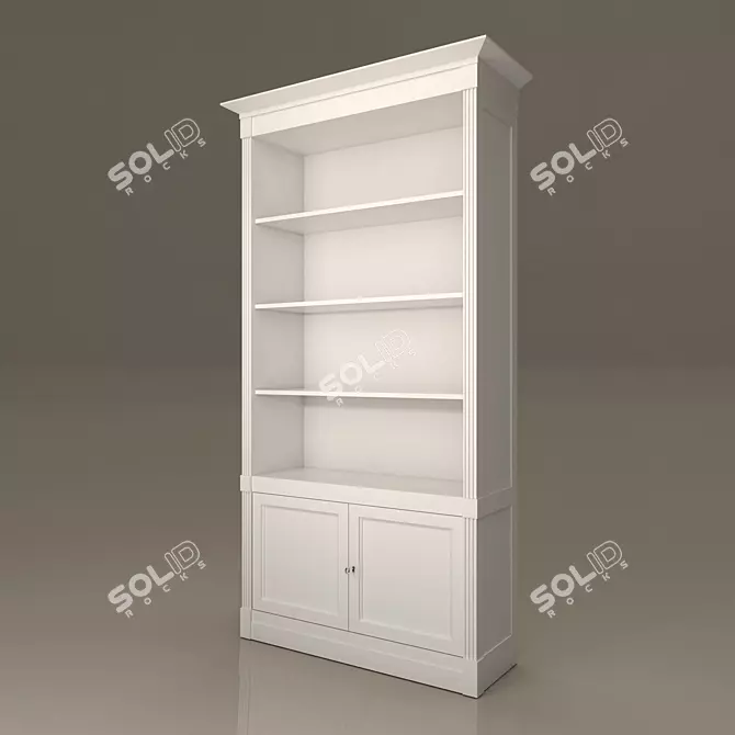Modern Classic Bookcase | Ivory Enamel Finish 3D model image 1