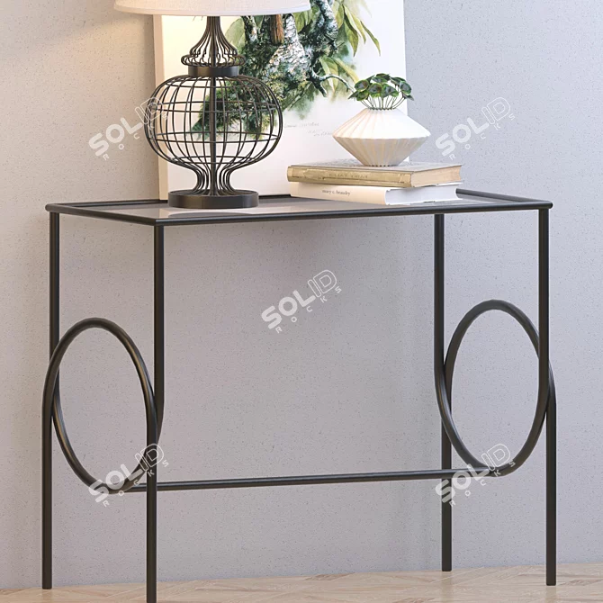 Title: Elegant Console Set: Lamp, Vase, Books 3D model image 2