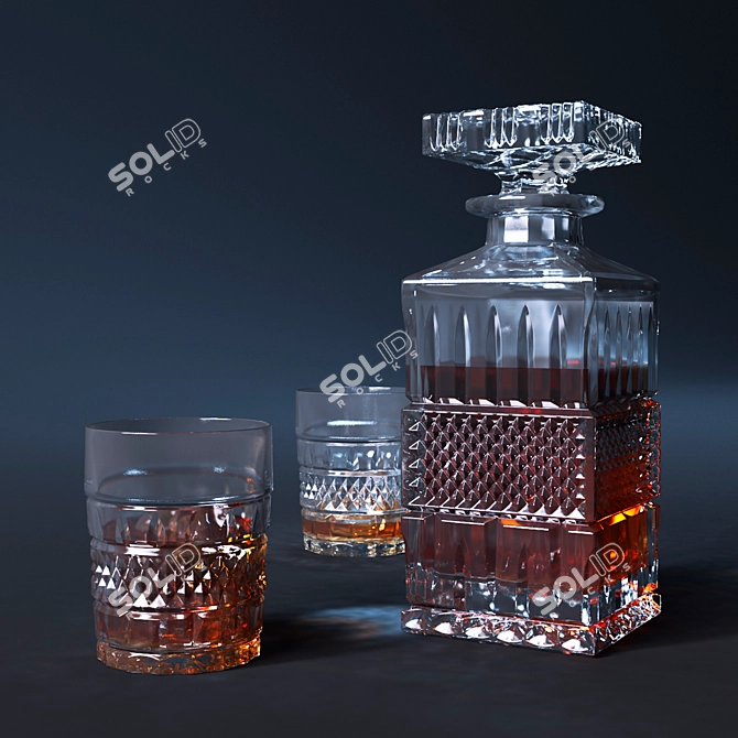 Elegant Crystal Brandy Set 3D model image 1