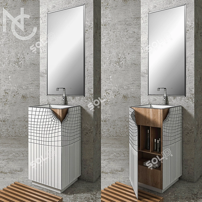 Designer Slap Bathroom Set 3D model image 3