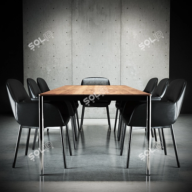 Modern Elegance: Minotti Flavin Chair & Jorn Table 3D model image 3