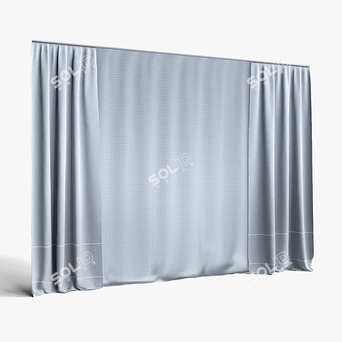 Double Straight Curtains with Tulle | 3m Height 3D model image 3