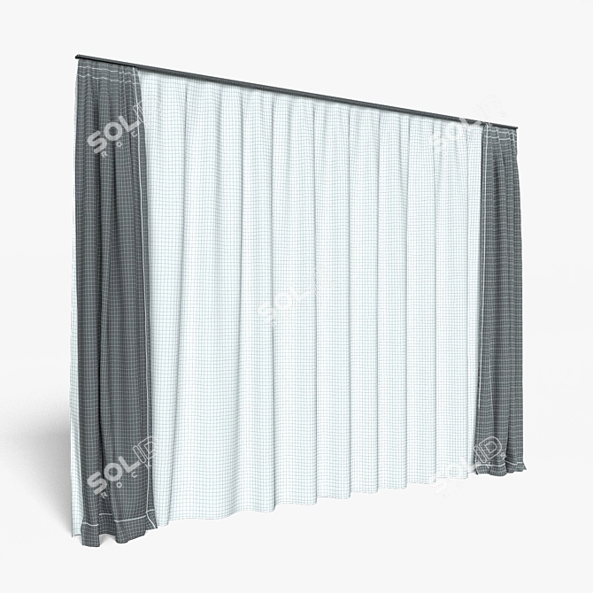 Elegant Double Layered Curtains 3D model image 2