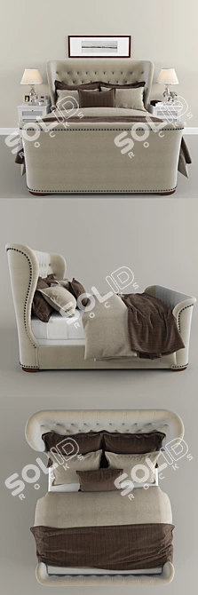 Refined Restoration: Churchill Fabric Sleigh Bed 3D model image 3