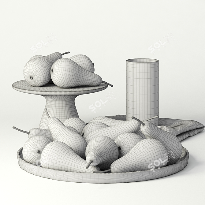 Elegant Pear Decor Set 3D model image 3