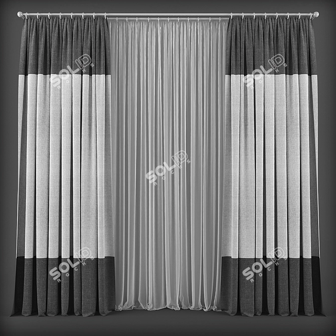 Modern Style Curtains 3D model image 1