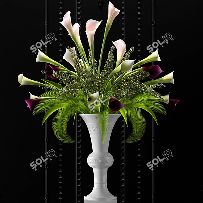 Elegant Blossom Vase Duo 3D model image 1