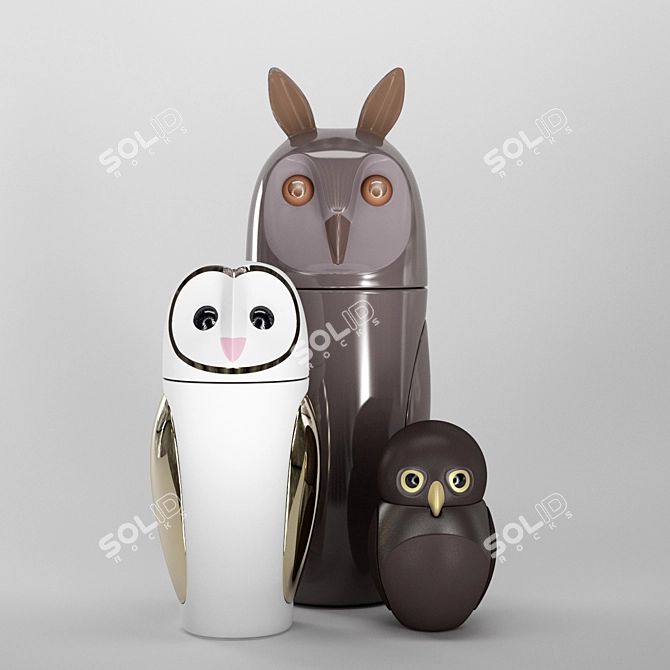 Handcrafted Ceramica Owls by Manolo Bossi 3D model image 1