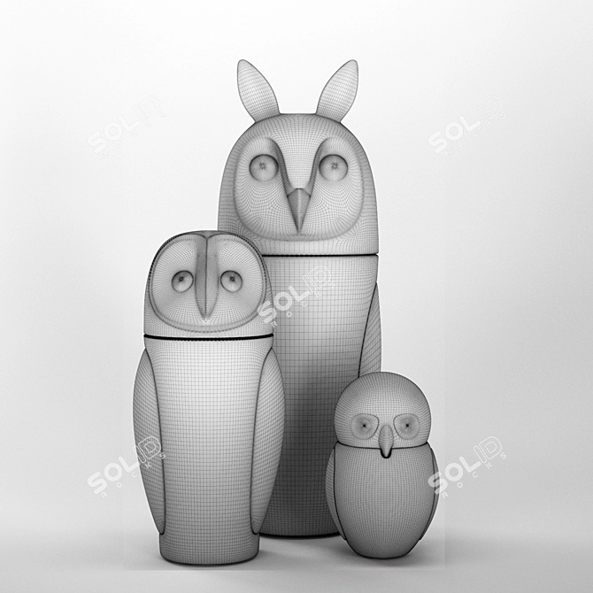 Handcrafted Ceramica Owls by Manolo Bossi 3D model image 2