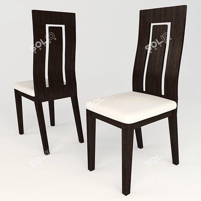 Modern Rectangular Back Chair 3D model image 1