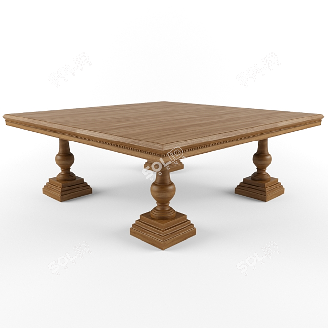 Elegant Oak Dining Table 3D model image 1