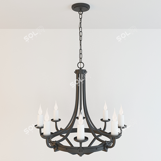 Elegant Elba 8-Light Chandelier 3D model image 1