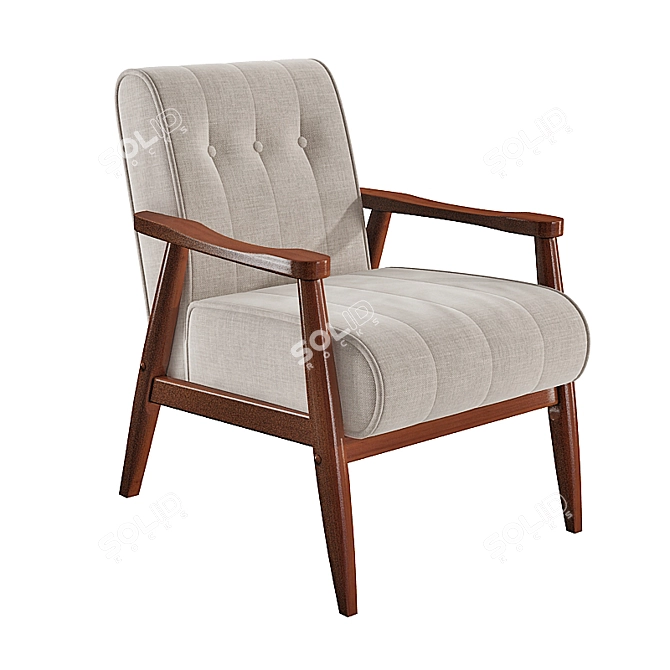 Durango Oak Beige Chair: Solid Wood, Medieval-Inspired 3D model image 1