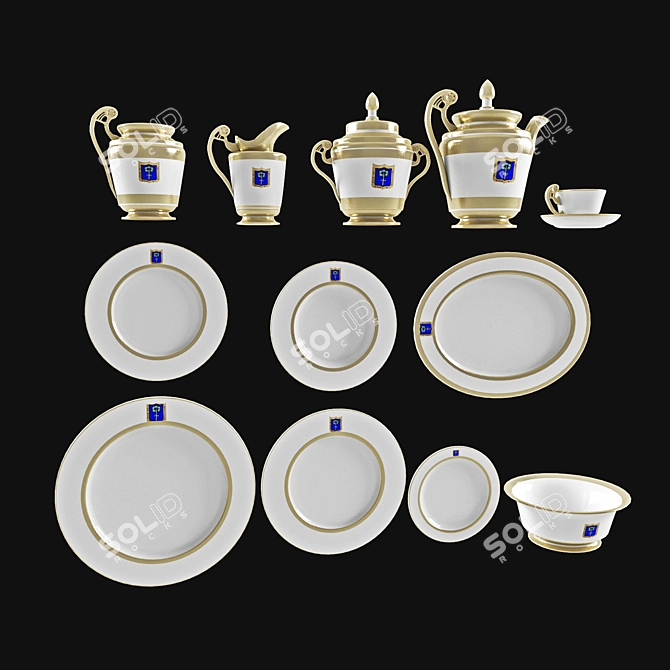 Elegant Dining Set 3D model image 1