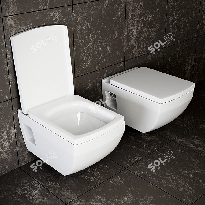 Sleek Wall-Hung Toilet AW-806 3D model image 1