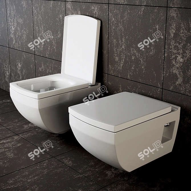 Sleek Wall-Hung Toilet AW-806 3D model image 2