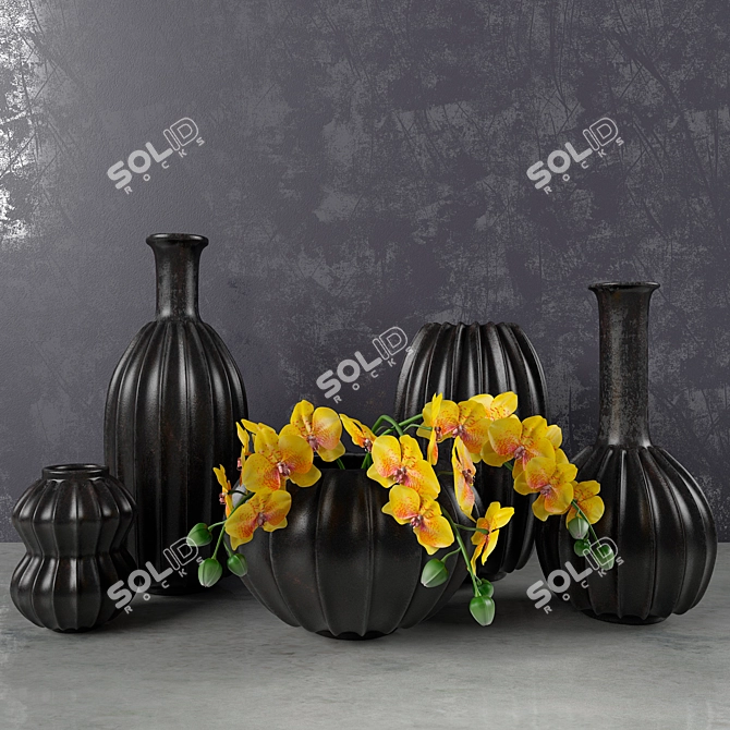 Metallic Flower Vases 3D model image 1