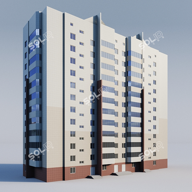 12-Storey House on Geologov Street 3D model image 1