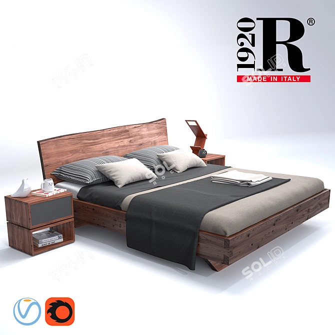 RIVA Natura 1920 6 Platform Bed Set 3D model image 1