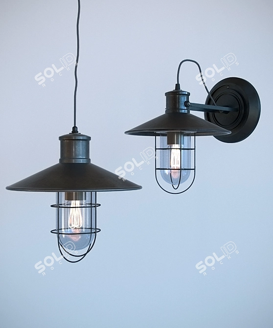 Vintage Industrial Lamp | Rustic Lighting 3D model image 1