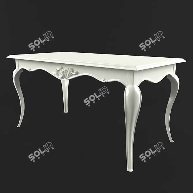 Lily-Adorned Writing Table: Classic Style & Handcrafted Details 3D model image 1
