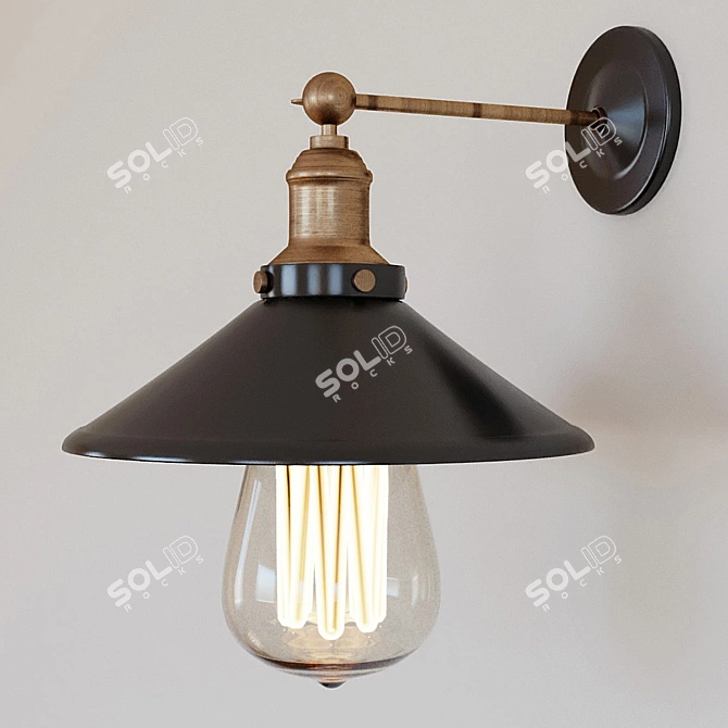 Elegant Edisson Bronze Ceiling Light 3D model image 1