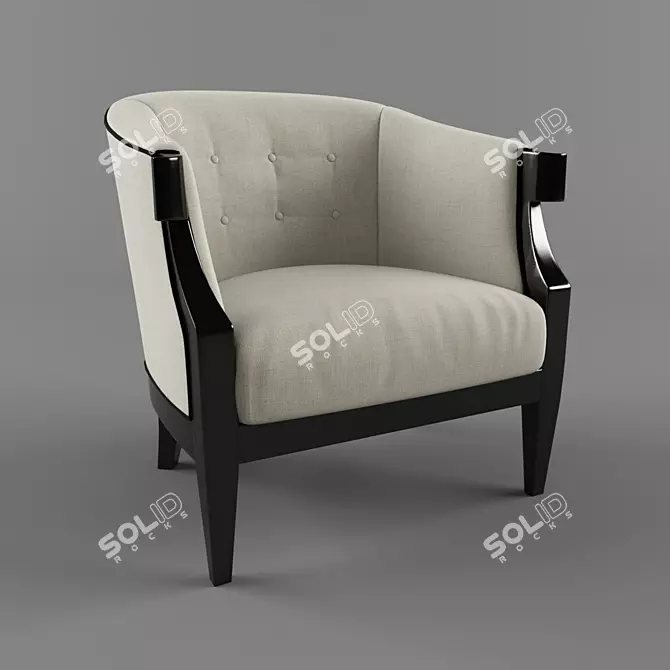 Elegant Black Biedermeier Armchair 3D model image 1