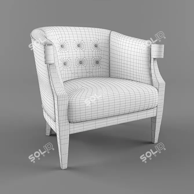 Elegant Black Biedermeier Armchair 3D model image 2