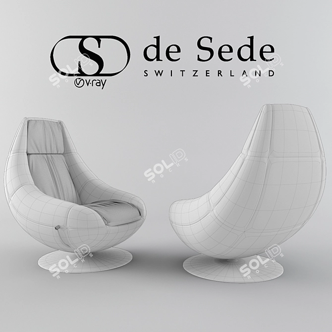 Luxury Swivel Armchair: De Sede DS-166 3D model image 3