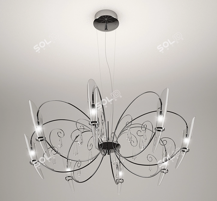 Chrome Scarabeo Pendant Chandelier 3D model image 1