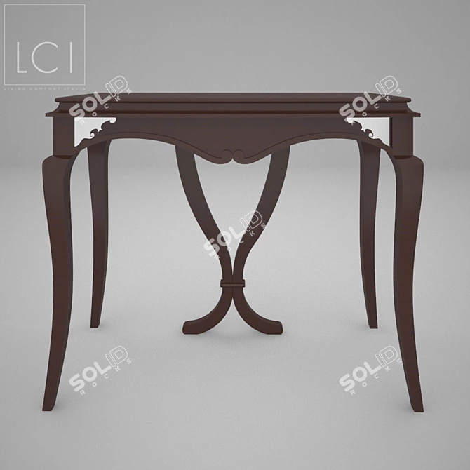 LCI Decora Wooden Table with Metal Inserts 3D model image 1