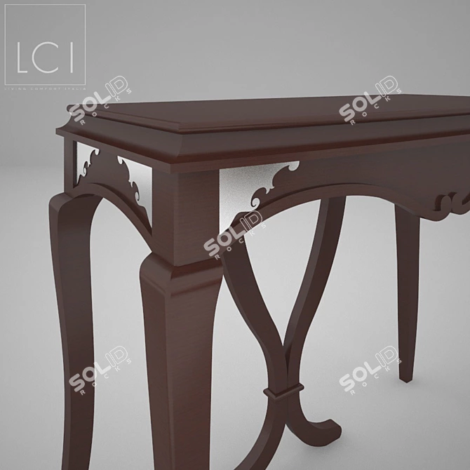 LCI Decora Wooden Table with Metal Inserts 3D model image 2