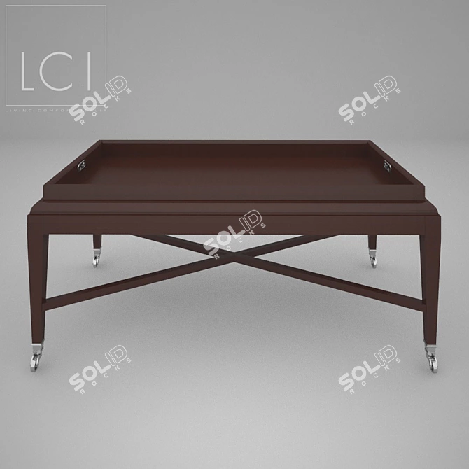 LCI Decora Art Coffee Table: Elegant Wood with Metal Inserts 3D model image 1