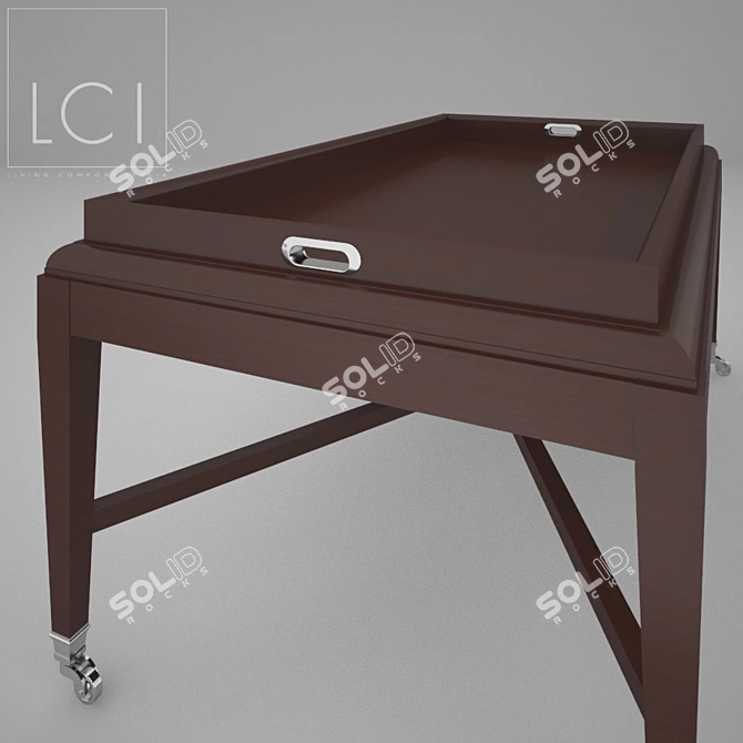 LCI Decora Art Coffee Table: Elegant Wood with Metal Inserts 3D model image 2
