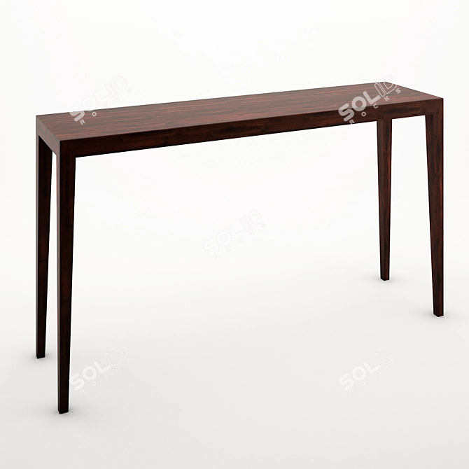 Sleek Rectangular Wooden Console 3D model image 1