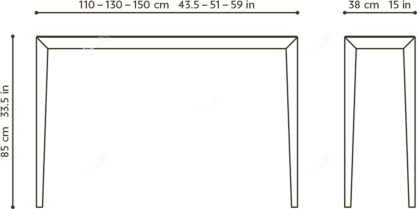 Sleek Rectangular Wooden Console 3D model image 3