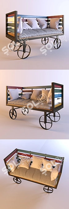 Rustic Rise Sofa 3D model image 2