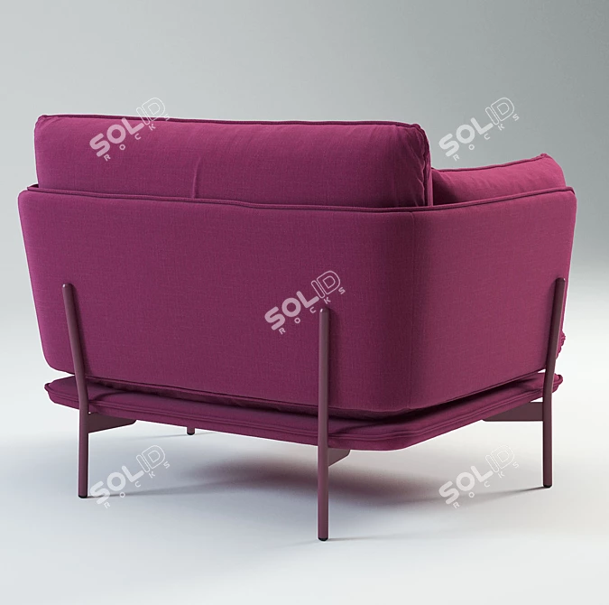 Modern Plywood Chair: Steel Base, Kvadrat Fabric 3D model image 2