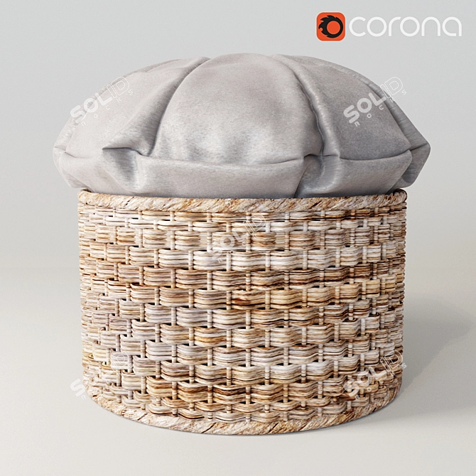 Soft Braided Pouf 3D model image 1