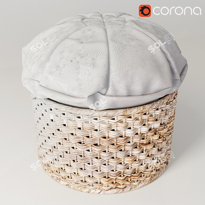 Soft Braided Pouf 3D model image 2