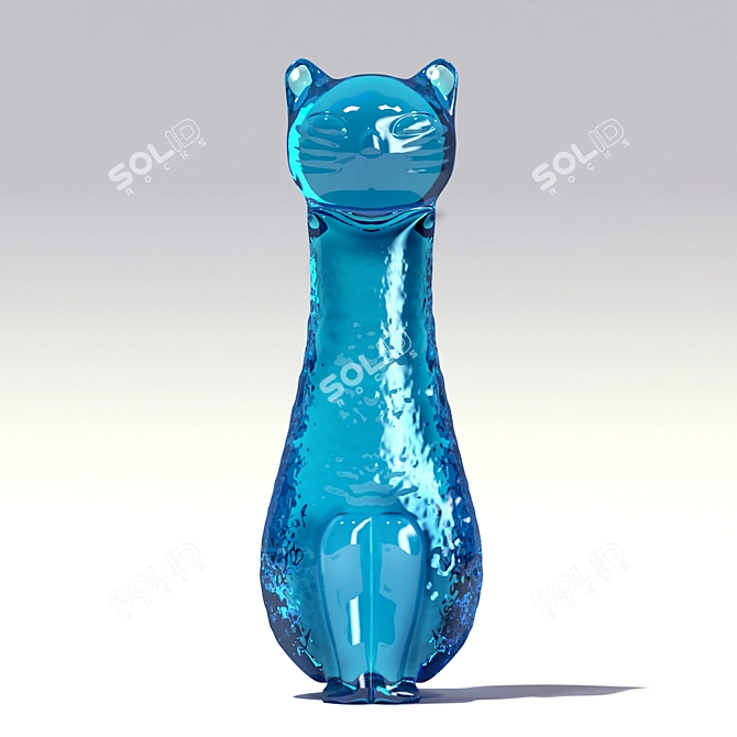3D Glass Cat Sculpture 3D model image 1
