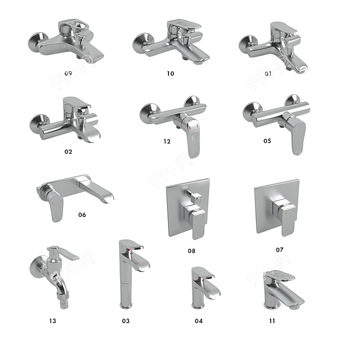 13 Modern Faucet Models 3D model image 1