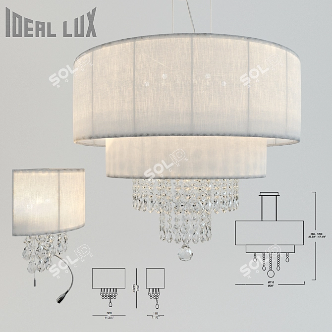 Elegant Opera Chandelier & Sconce 3D model image 1