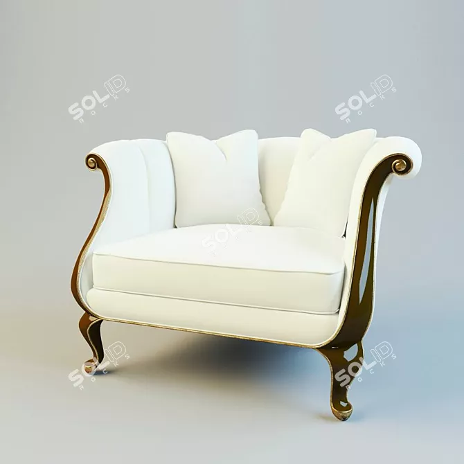 Channeled Luxury Armchair 3D model image 1