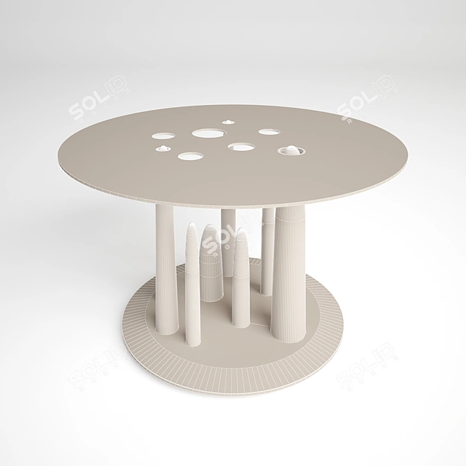 Marble Glory Holes: Stylish Multi-functional Coffee Table. 3D model image 3