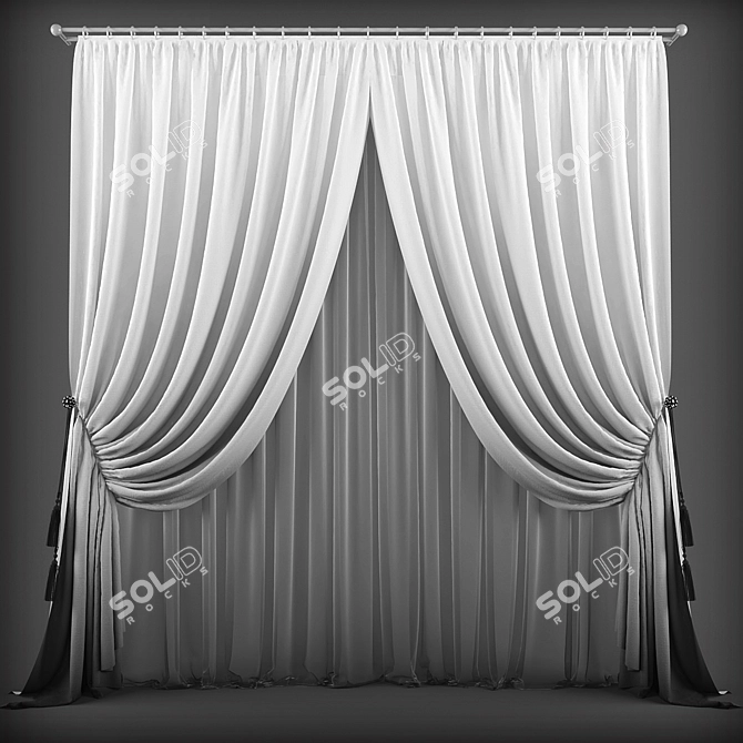 Elegant Window Curtains 3D model image 1